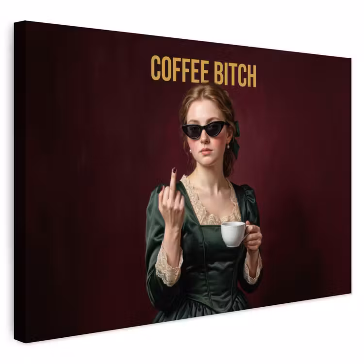 Buiten canvas - Koffie - Vrouw - Middelvinger — 1