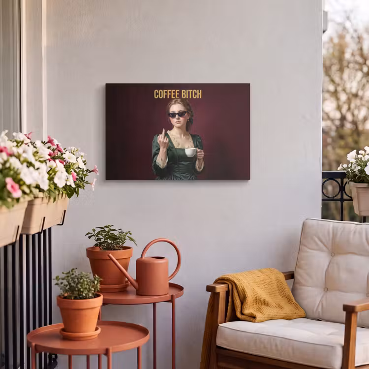 Buiten canvas - Koffie - Vrouw - Middelvinger — 3