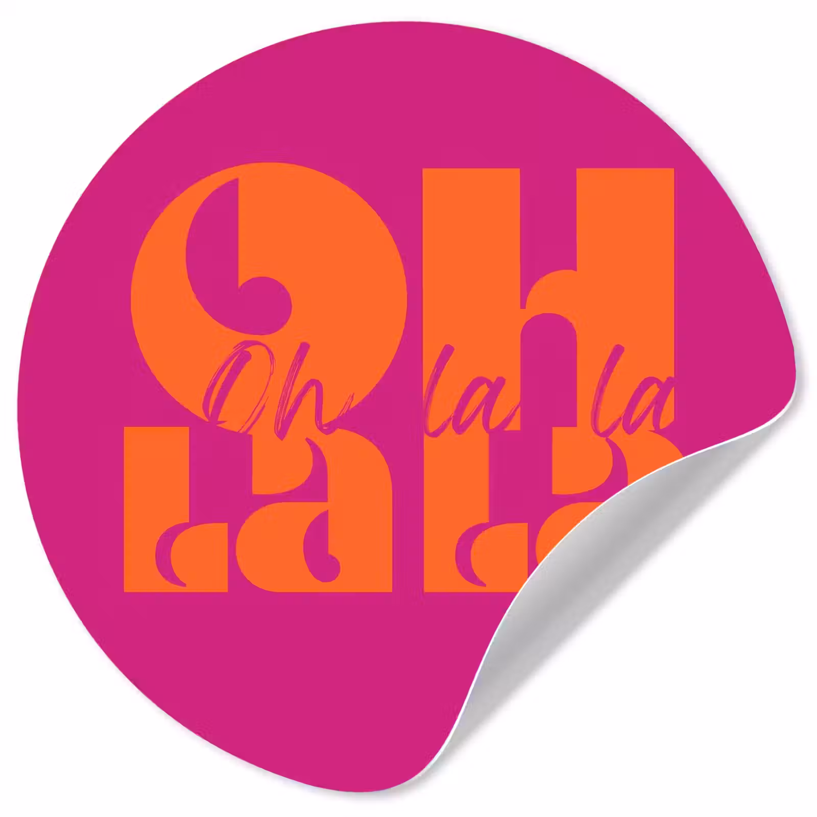 Behangcirkel - Oh la la - Roze - Oranje - Gestapelde letters — 1