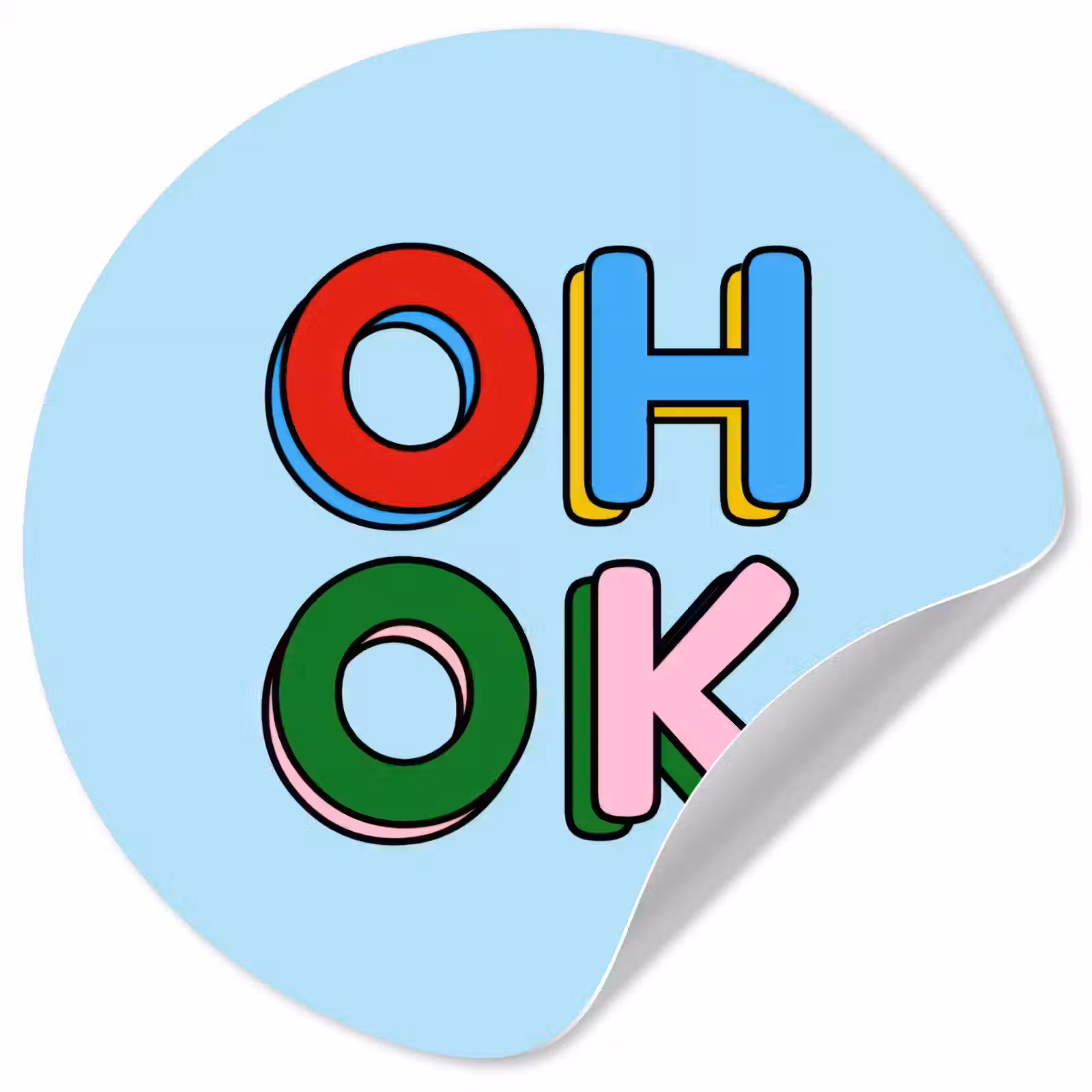 Behangcirkel - Oh ok - Blauw - Kleurrijk — 1