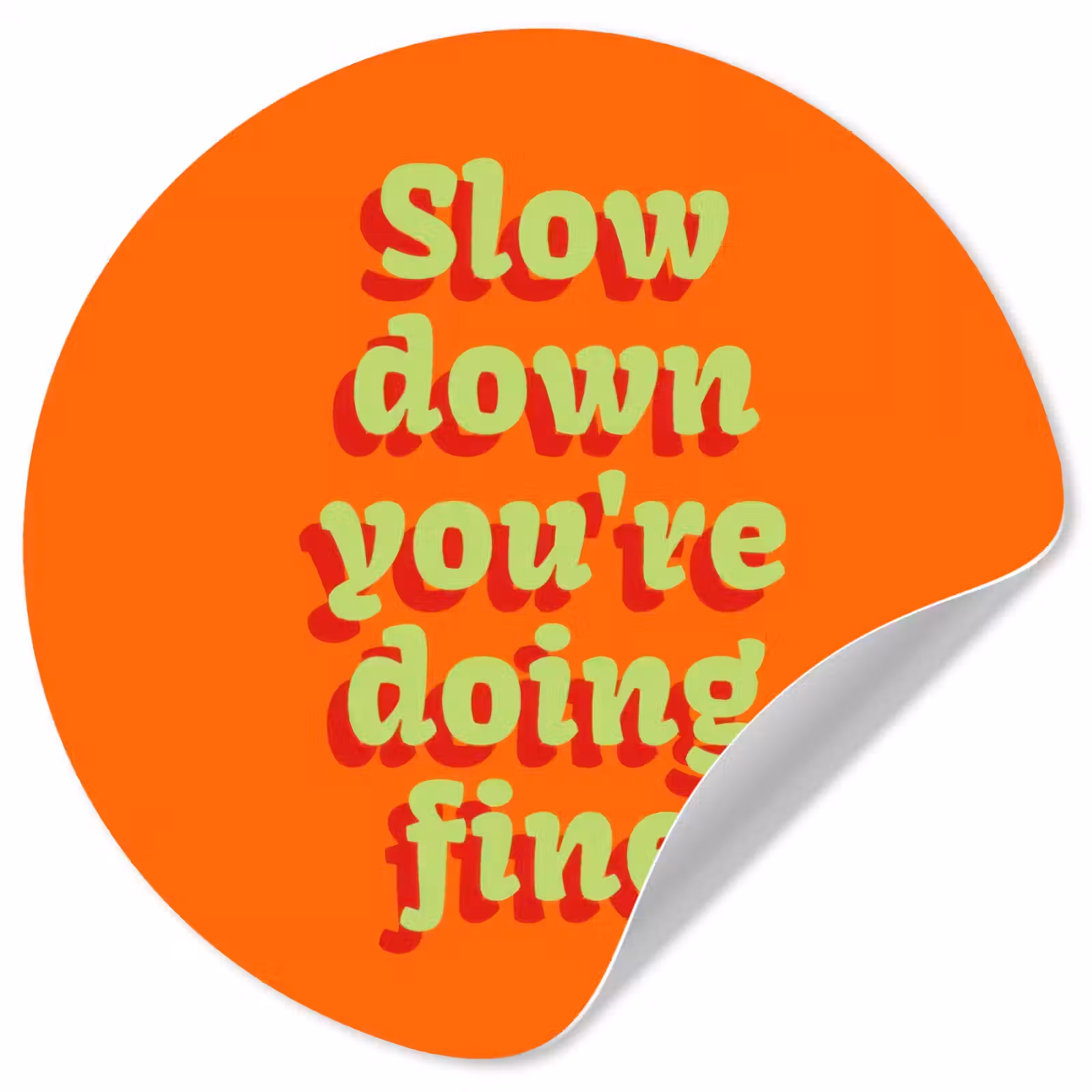 Behangcirkel - Oranje - Slow down you're doing fine - Retro — 1