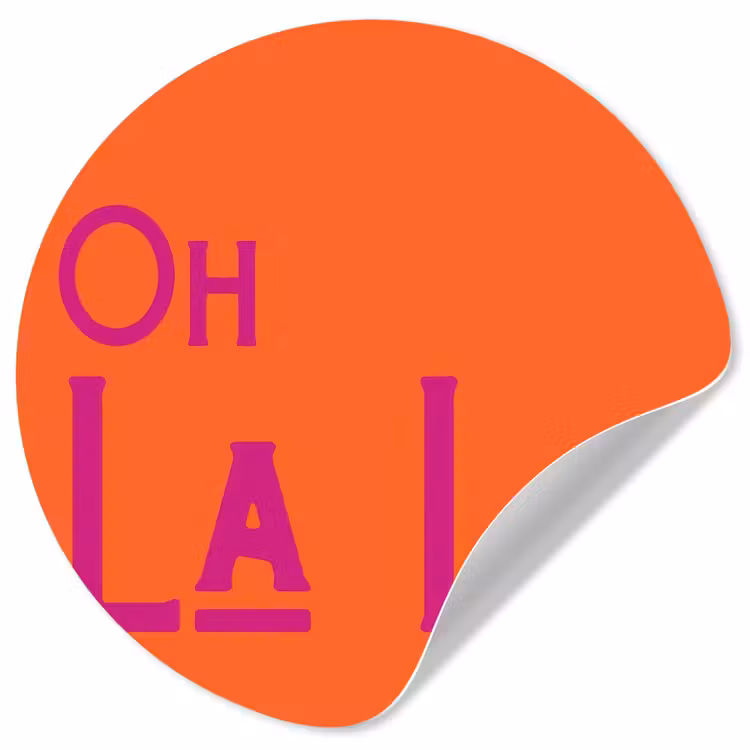 Behangcirkel - Oh la la - Oranje - Roze - Scheeflettertype — 1