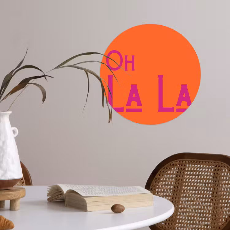 Behangcirkel - Oh la la - Oranje - Roze - Scheeflettertype — 4