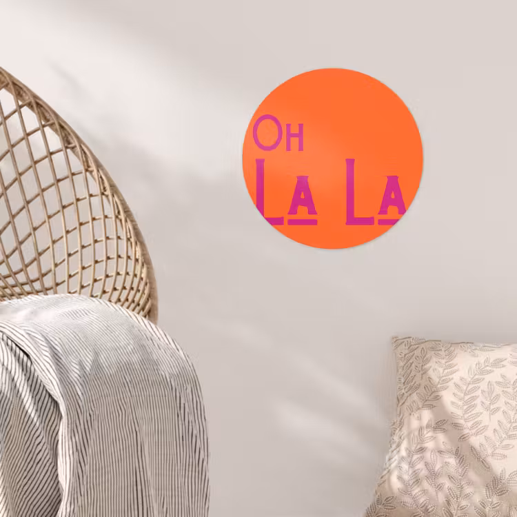 Behangcirkel - Oh la la - Oranje - Roze - Scheeflettertype — 5