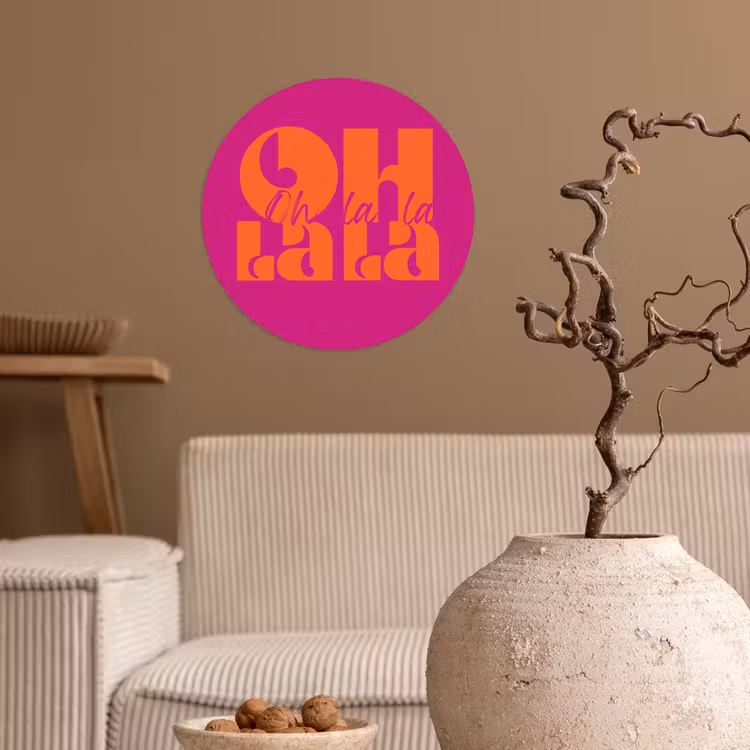 Behangcirkel - Oh la la - Roze - Oranje - Gestapelde letters — 2