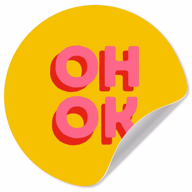 Behangcirkel - Oh ok - 3D - Geel - Roze — 1