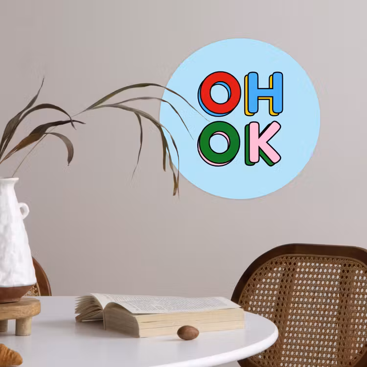 Behangcirkel - Oh ok - Blauw - Kleurrijk — 4