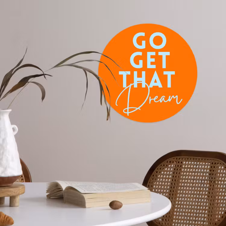 Behangcirkel - Oranje - Blauw - Go get that dream — 4