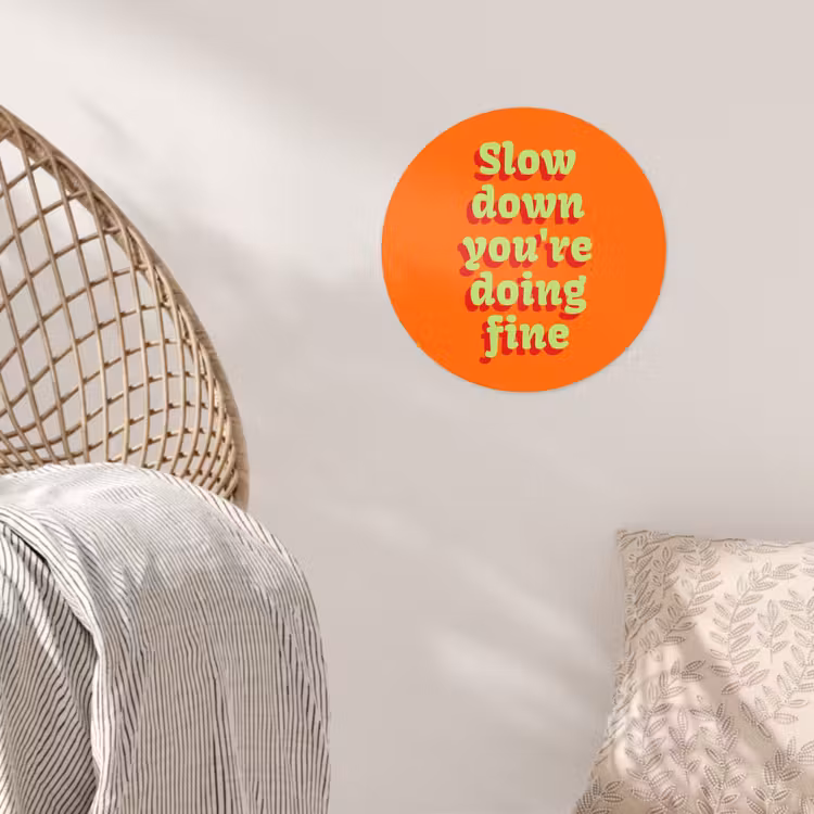 Behangcirkel - Oranje - Slow down you're doing fine - Retro — 5