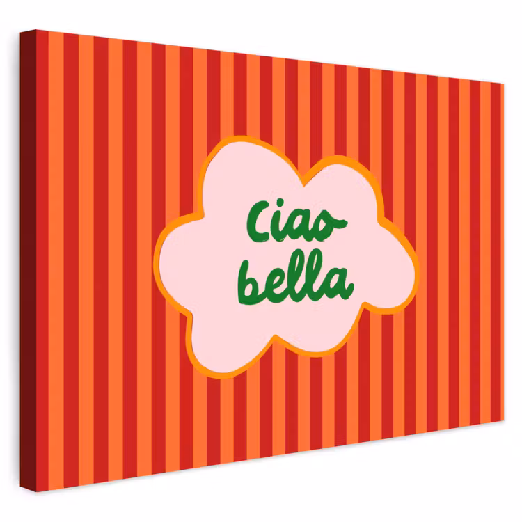 Buiten canvas - Ciao bella - Tekstwolk - Strepen - Oranje — 1