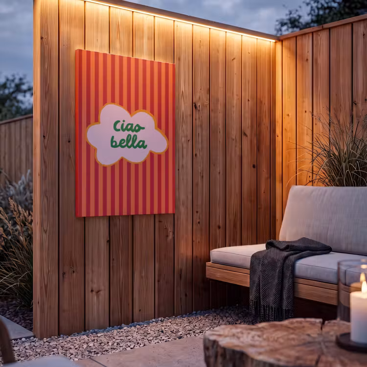 Buiten canvas - Ciao bella - Tekstwolk - Strepen - Oranje — 4