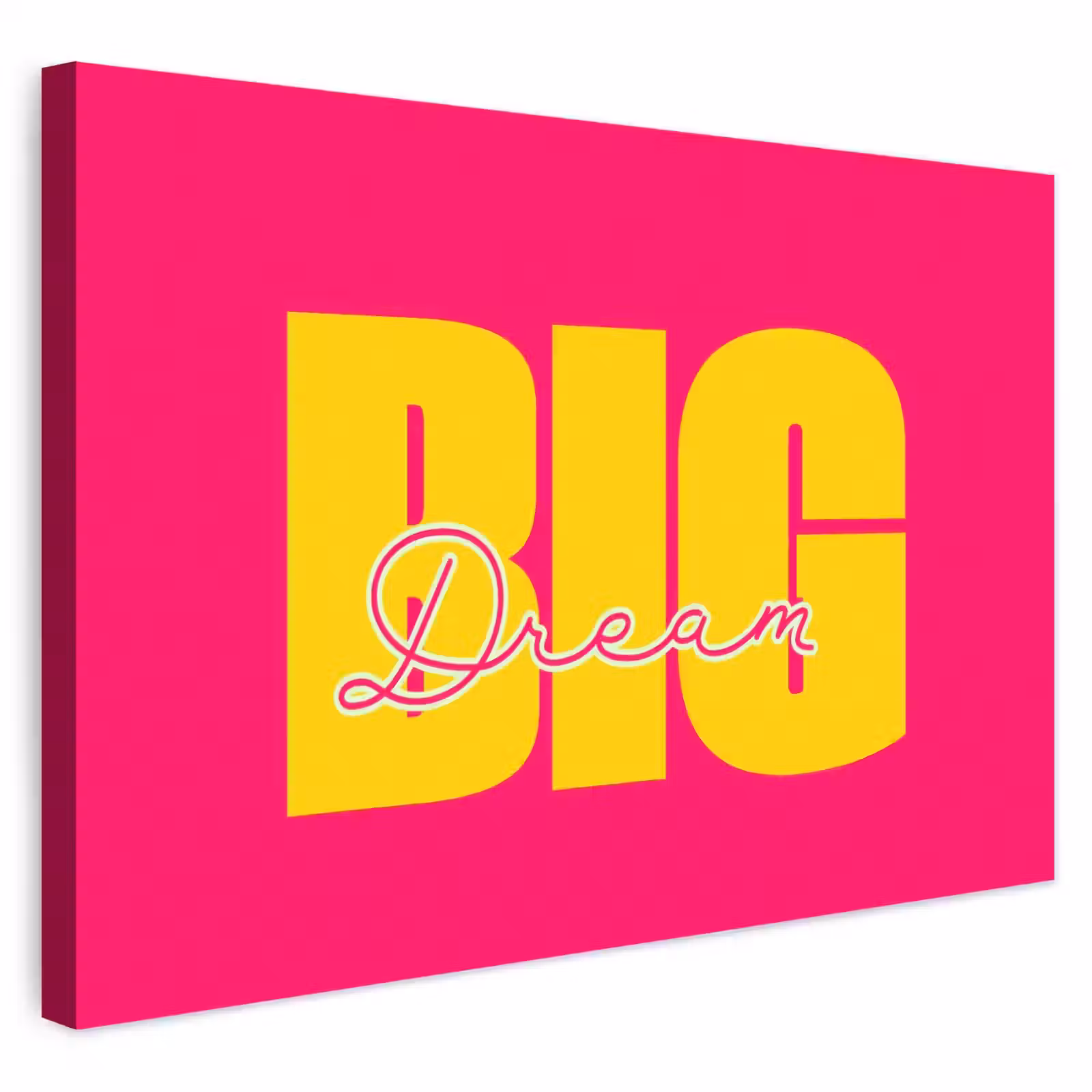 Buiten canvas - Dream big - Roze - Geel - Minimalistisch — 1