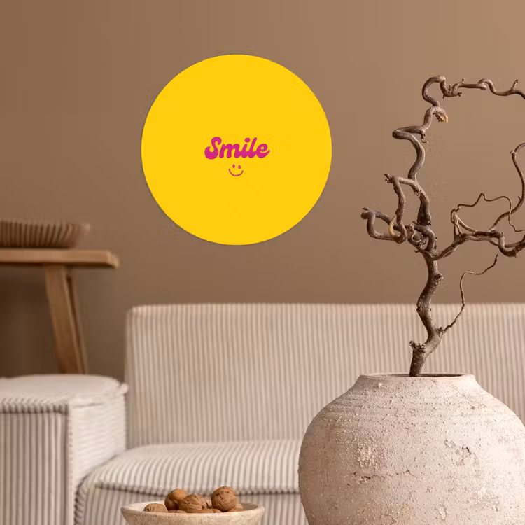 Behangcirkel - Smile - Geel - Roze — 2