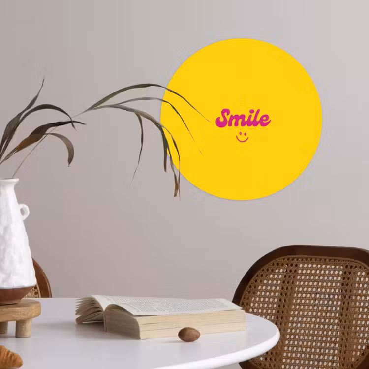 Behangcirkel - Smile - Geel - Roze — 4
