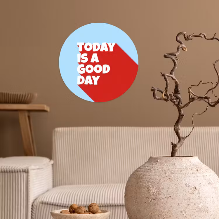 Behangcirkel - Today is a good day - Rood - lichtblauw — 2