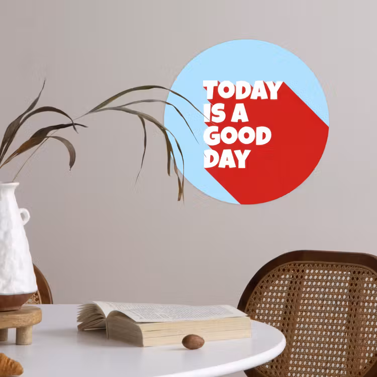Behangcirkel - Today is a good day - Rood - lichtblauw — 4