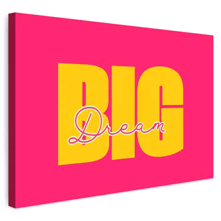 Buiten canvas - Dream big - Roze - Geel - Minimalistisch — 1