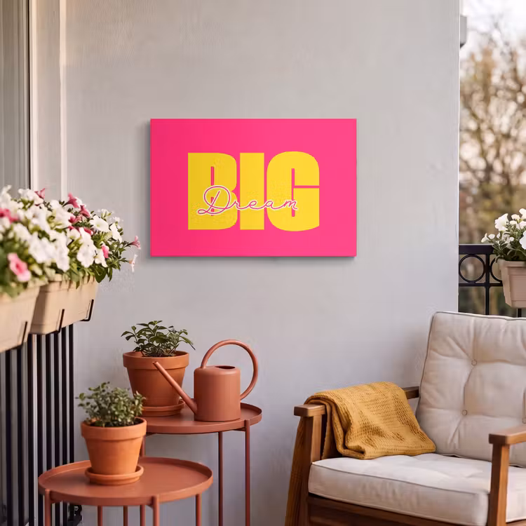 Buiten canvas - Dream big - Roze - Geel - Minimalistisch — 3