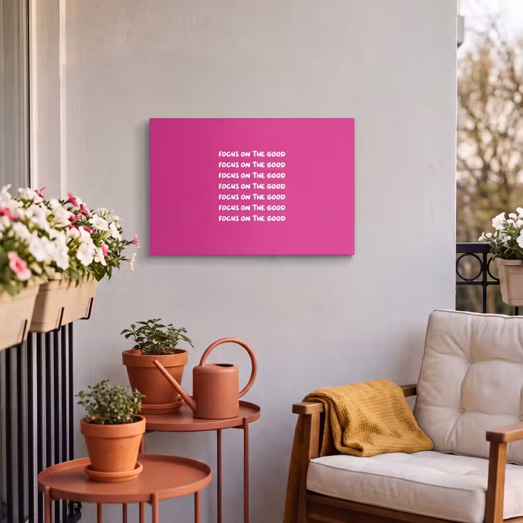 Buiten canvas - Focus on the good - Roze - wit — 3