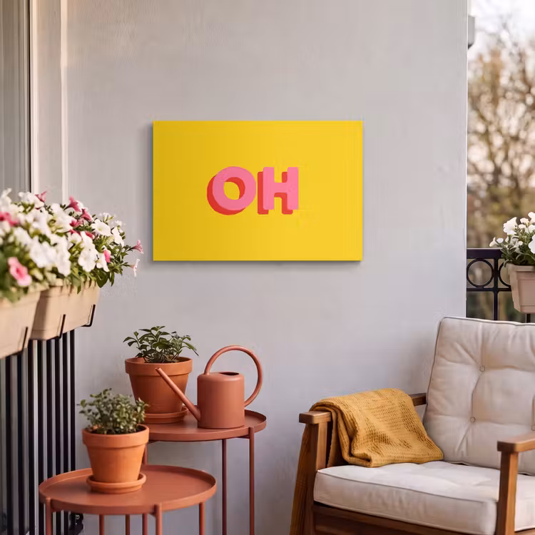Buiten canvas - Geel - Roze - Oh - 3D — 3