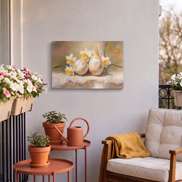 Buiten canvas - Bloemen - Eieren - Geschilderd — 4