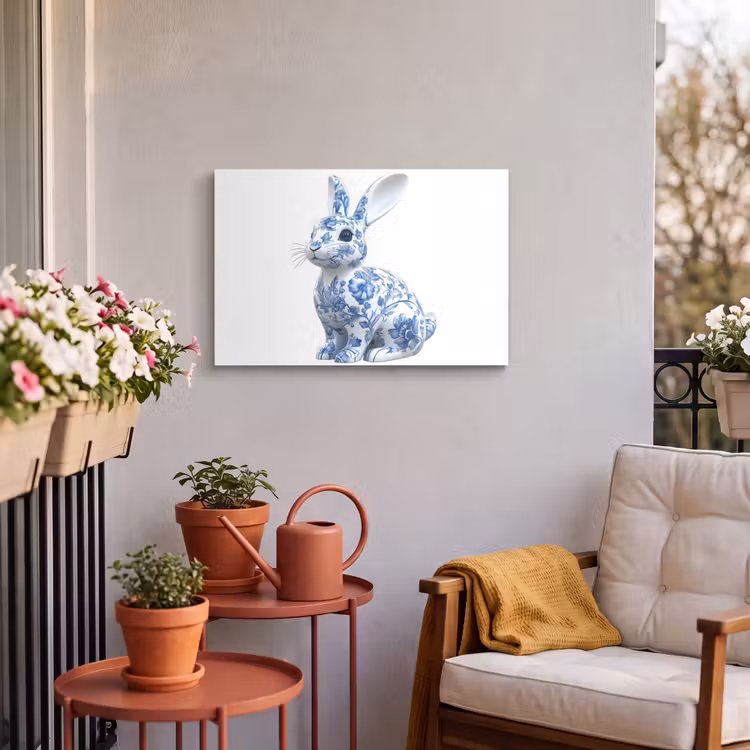Buiten canvas - Delftsblauw - Haasje - Wit — 4