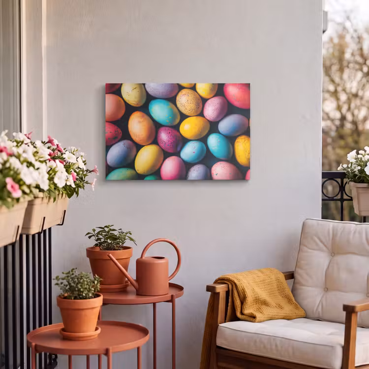 Buiten canvas - Kleurrijk - Paaseitjes - Spetters — 4