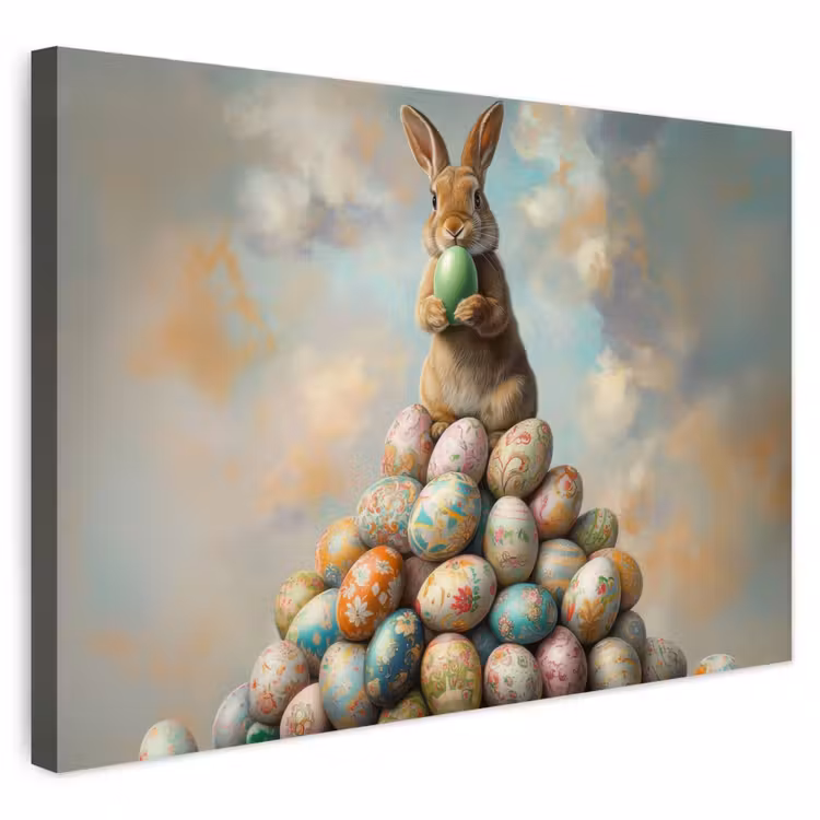 Buiten canvas - Konijn - Eieren - Kleurrijk — 1