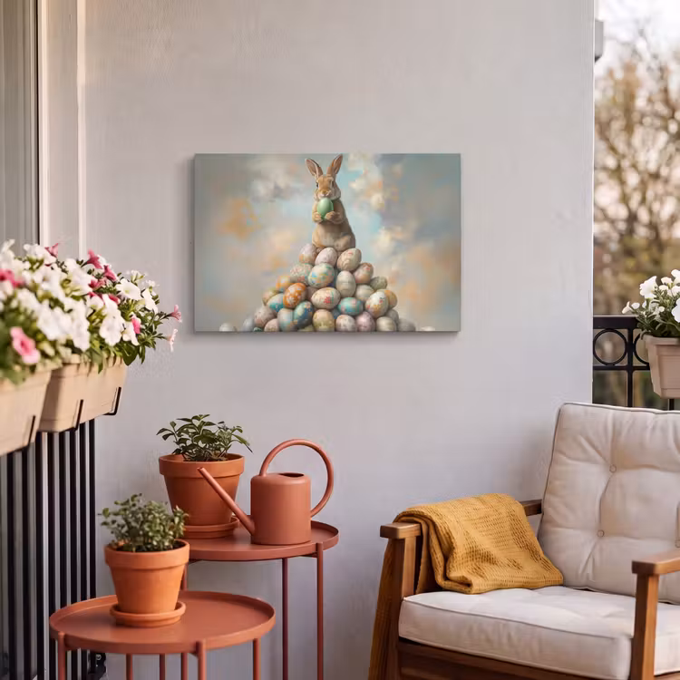 Buiten canvas - Konijn - Eieren - Kleurrijk — 4