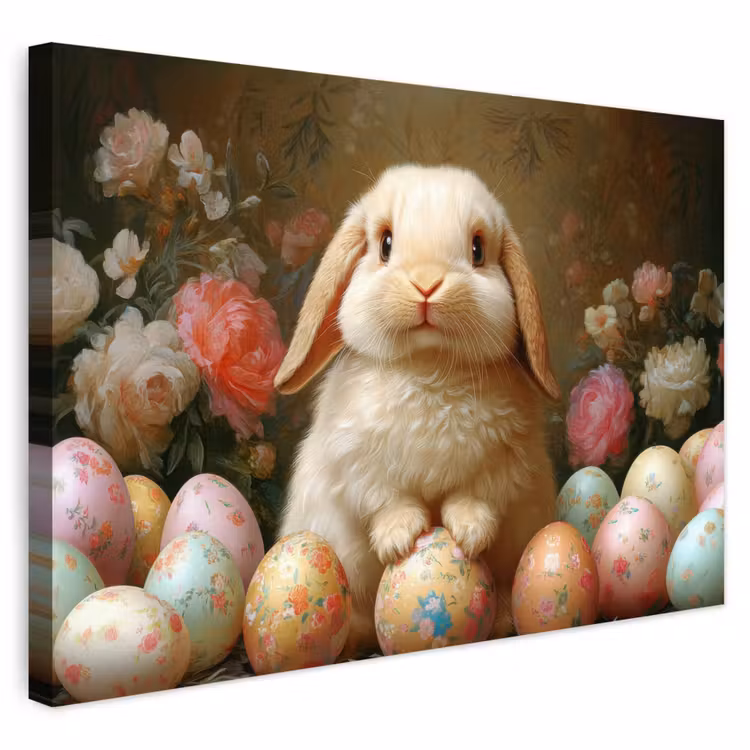 Buiten canvas - Konijn - Paaseieren - Stilleven — 1