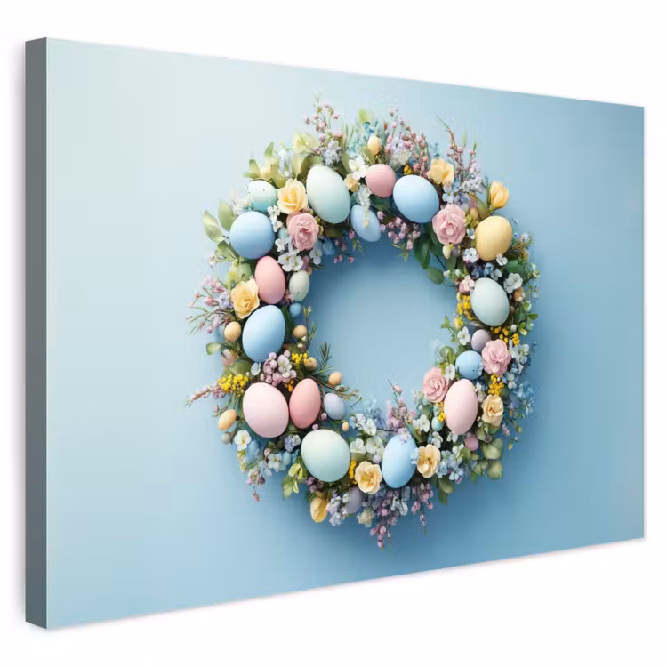 Buiten canvas - Krans - Eieren - Bloemen — 1