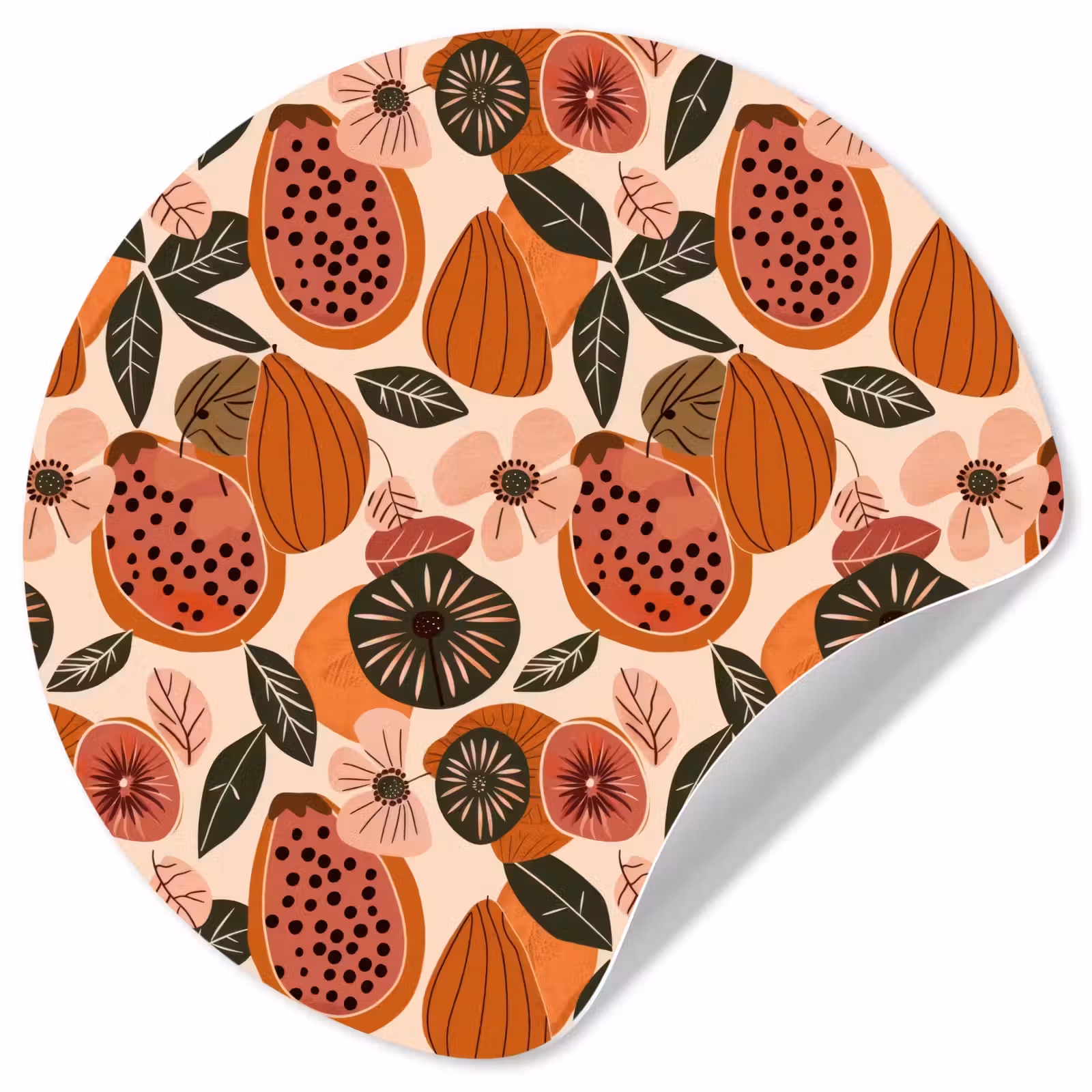 Behangcirkel - Papaja - Bloesem - Oranje — 1
