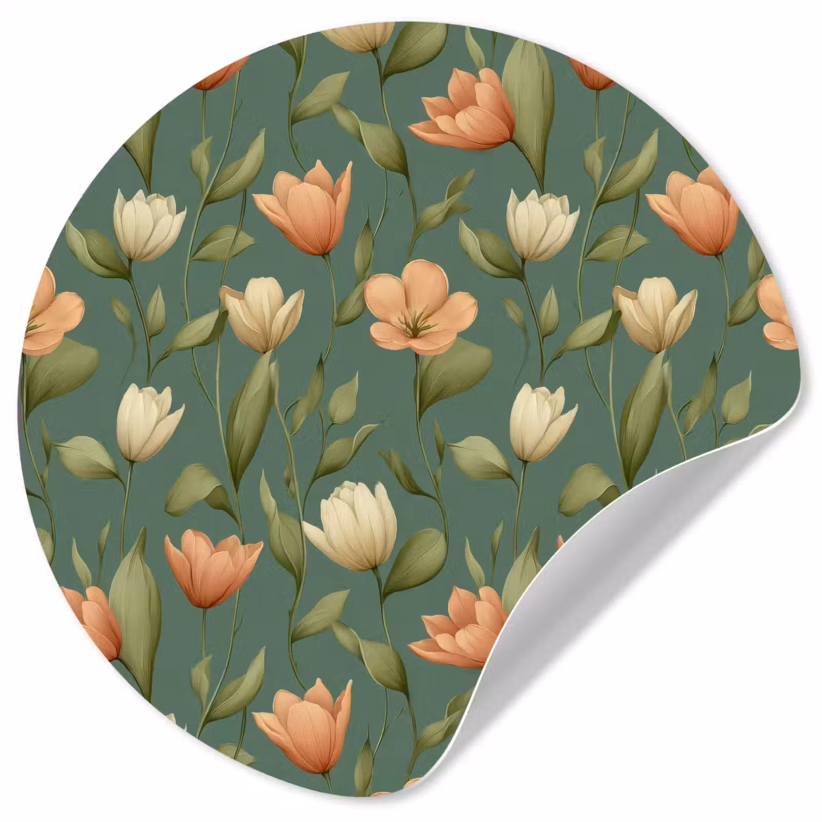 Behangcirkel - Tulpen - Botanisch - Groen — 1