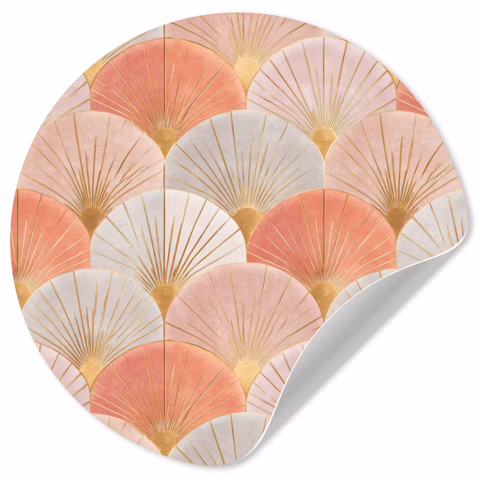 Behangcirkel - Waaiers - Goud - Roze — 1