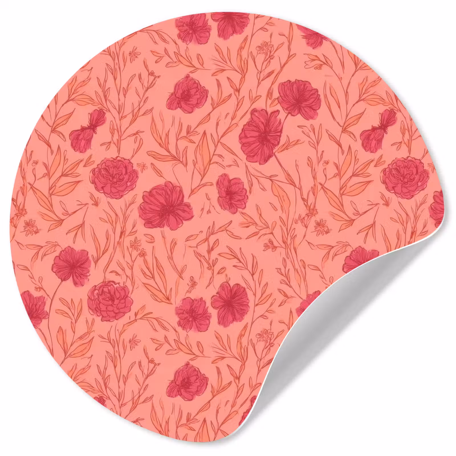 Behangcirkel - Weidebloemen - Romantisch - Roze — 1