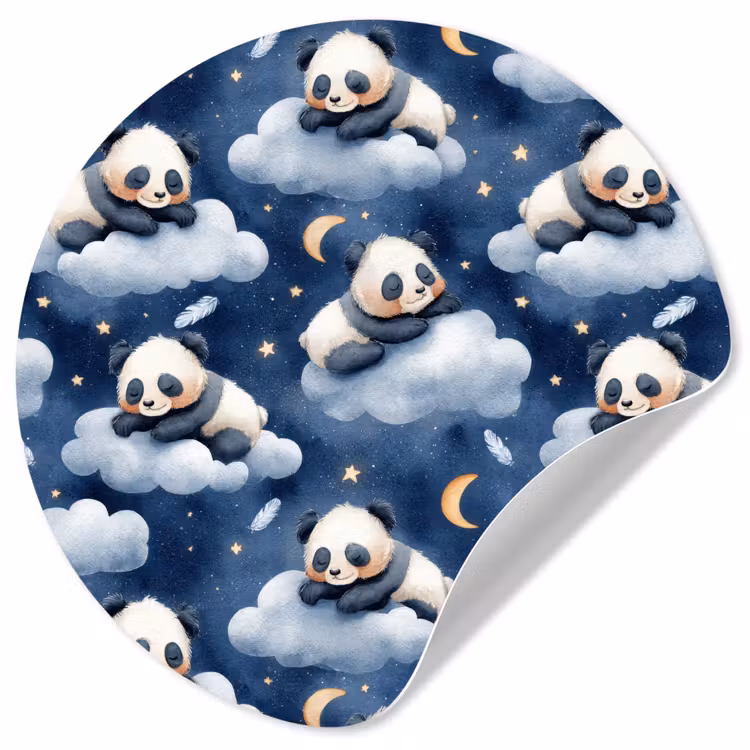 Behangcirkel - Panda's - Slapen - Blauw — 1