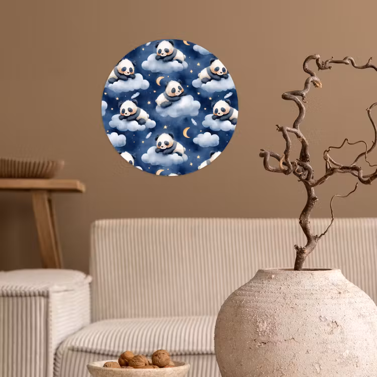 Behangcirkel - Panda's - Slapen - Blauw — 2