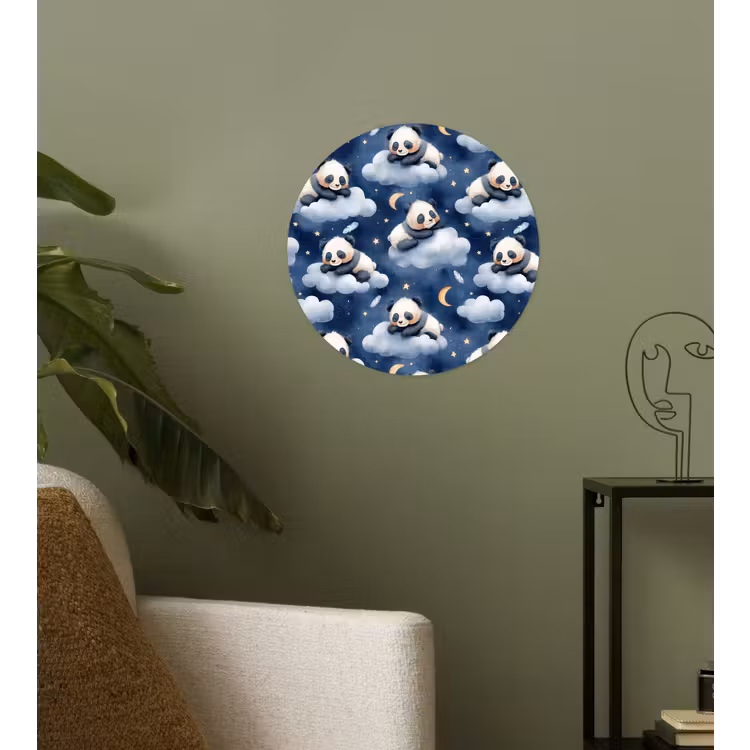 Behangcirkel - Panda's - Slapen - Blauw — 3
