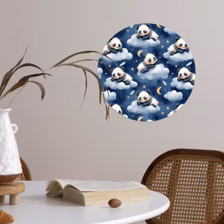 Behangcirkel - Panda's - Slapen - Blauw — 4
