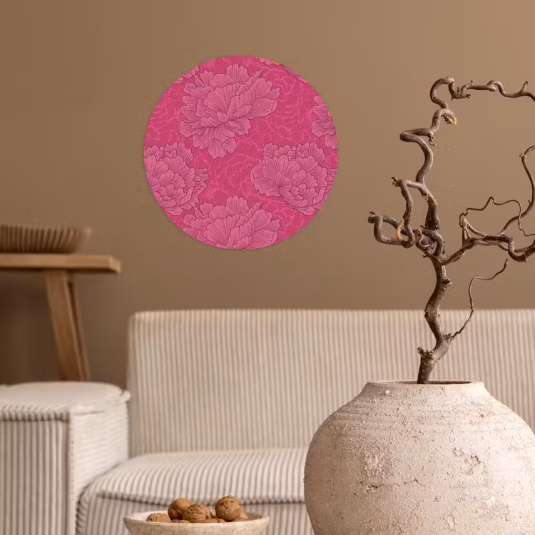 Behangcirkel - Pioenrozen - Energiek - Roze — 2