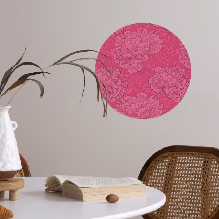 Behangcirkel - Pioenrozen - Energiek - Roze — 4