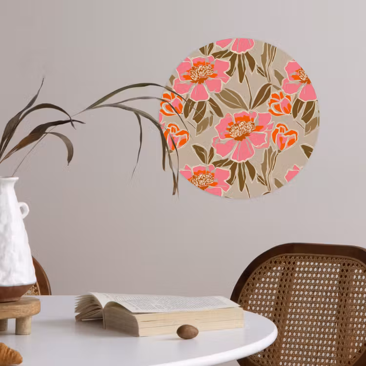 Behangcirkel - Pioenrozen - Patroon - Roze — 4