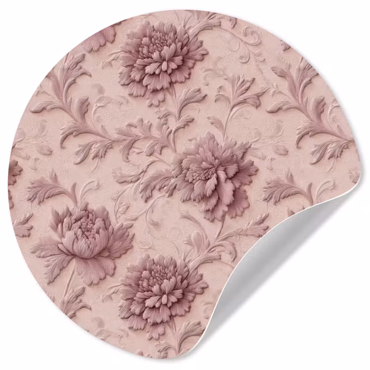 Behangcirkel - Reliëf - Pioenrozen - Roze — 1