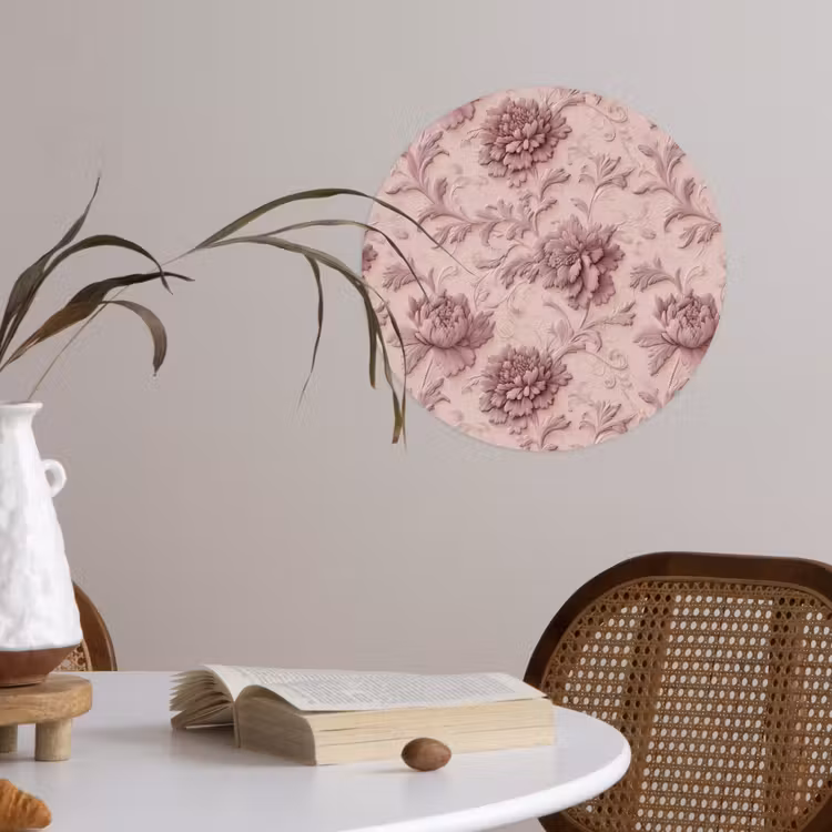 Behangcirkel - Reliëf - Pioenrozen - Roze — 4