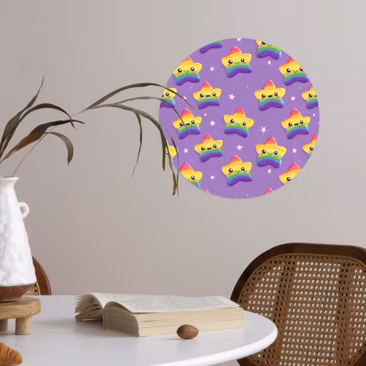 Behangcirkel - Sterren - Regenboog - Paars — 4