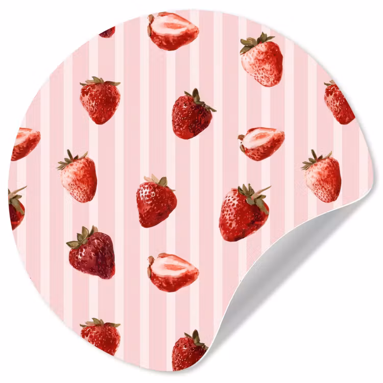 Behangcirkel - Strepen - Aardbei - Roze — 1