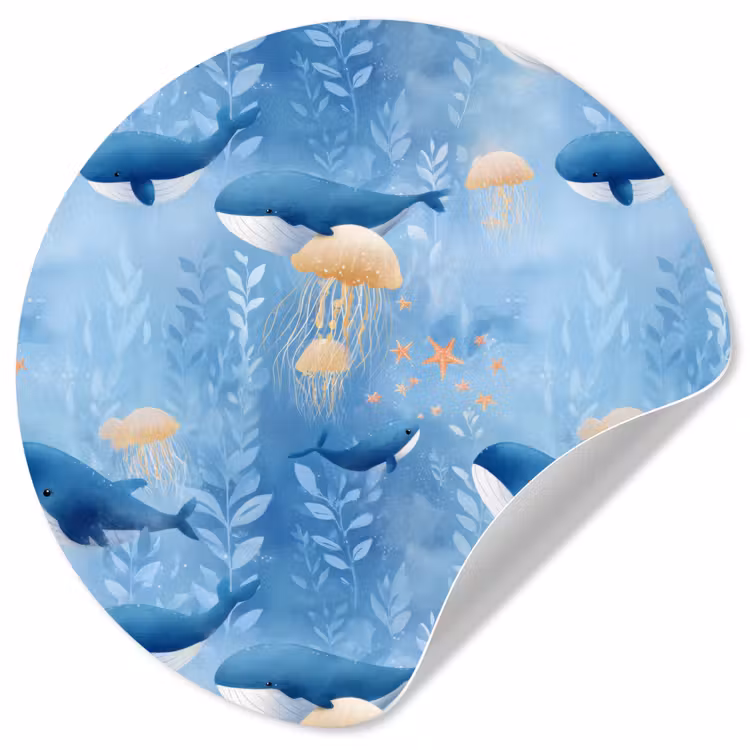 Behangcirkel - Walvissen - Oceaan - Blauw — 1