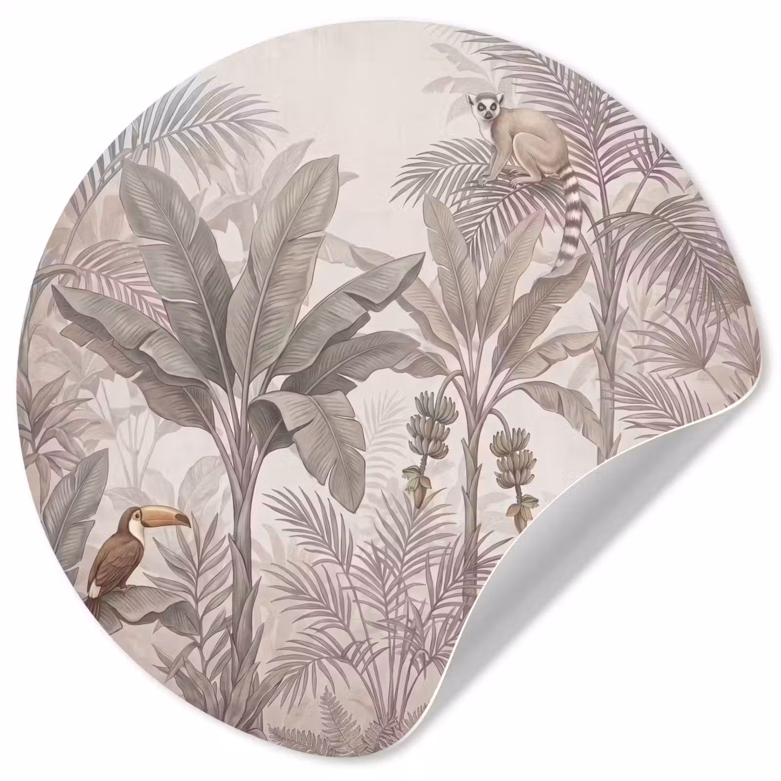 Behangcirkel - Natuur - Jungle - Ringstaartmaki - Bruin — 1