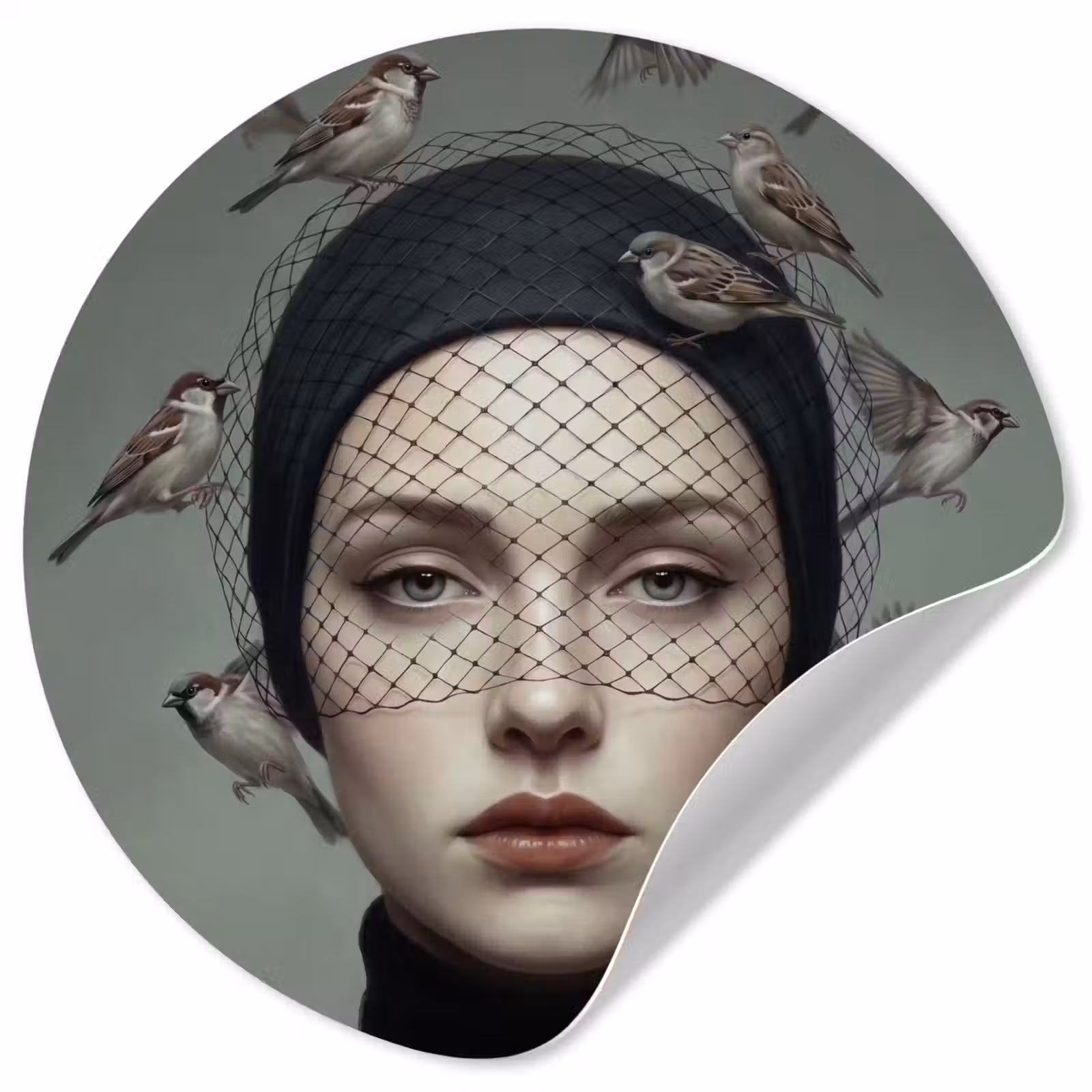 Behangcirkel - Portret - Vogels - Zwart — 1