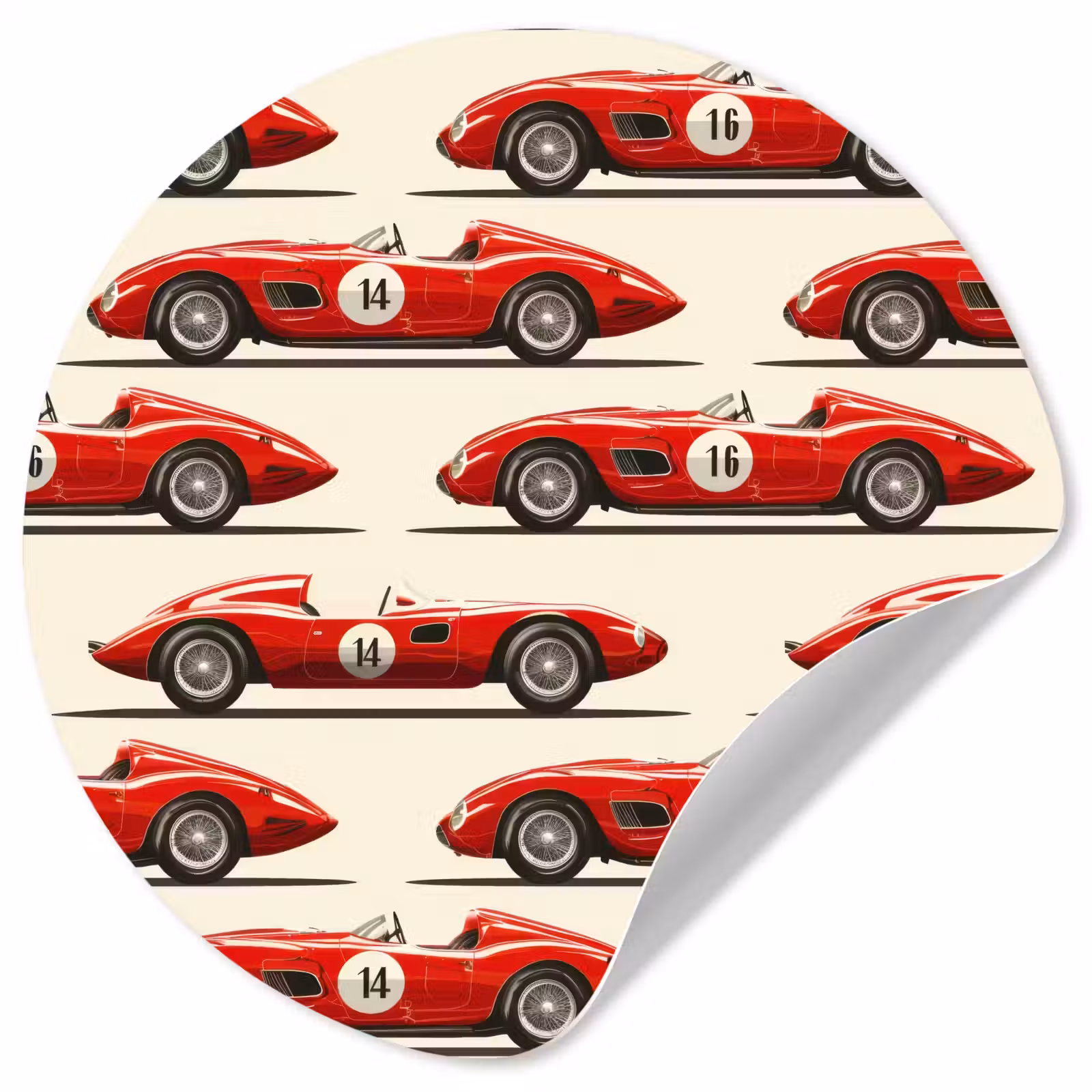 Behangcirkel - Raceauto - Retro - Rood — 1